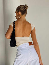 Load image into Gallery viewer, Backless Short Sleeve Cropped Blouse