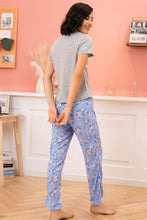 Load image into Gallery viewer, Round Neck T-Shirt and Floral Pants Lounge Set