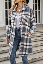 Load image into Gallery viewer, Plaid Button Up Collared Neck Coat with Pockets