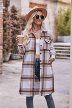 Load image into Gallery viewer, Plaid Dropped Shoulder Longline Jacket