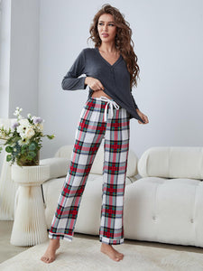 WHOVILLE Plaid Lounge Set