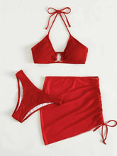 Load image into Gallery viewer, Tied Halter Neck Three-Piece Swim Set