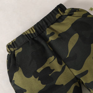 Boys MAMA'S BOY Graphic T-Shirt and Camouflage Shorts Set