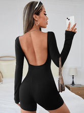 Load image into Gallery viewer, Round Neck Backless Long Sleeve Romper