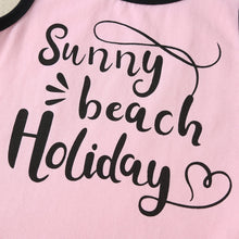 Load image into Gallery viewer, Baby Girl SUNNY BEACH HOLIDAY Graphic Tank and Printed Pom-Pom Trim Shorts Set