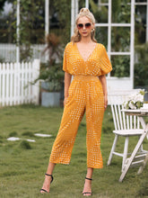 Load image into Gallery viewer, Polka Dot Surplice Neck Jumpsuit with Pockets