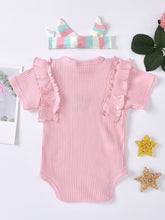 Load image into Gallery viewer, Baby Girl Embroidered Butterfly Graphic Ruffled Bodysuit