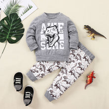 Load image into Gallery viewer, Kids Graphic Sweatshirt and Dinosaur Print Joggers Set