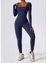 Load image into Gallery viewer, Square Neck Long Sleeve Sports Jumpsuit