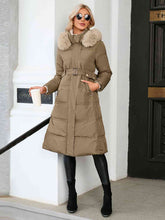 Load image into Gallery viewer, Longline Hooded Winter Coat with Pockets