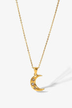 Load image into Gallery viewer, 18K Gold Plated Inlaid Zircon Moon Pendant Necklace