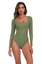 Load image into Gallery viewer, Square Neck Long Sleeve Active Bodysuit