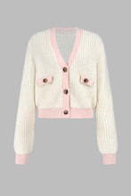 Load image into Gallery viewer, Contrast Trim Button Up Dropped Shoulder Cardigan