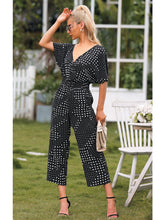 Load image into Gallery viewer, Polka Dot Surplice Neck Jumpsuit with Pockets