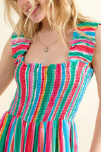 Load image into Gallery viewer, And The Why Full Size Striped Smocked Sleeveless Jumpsuit