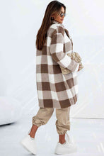 Load image into Gallery viewer, Plaid Collared Neck Longline Coat