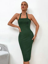 Load image into Gallery viewer, Ribbed Halter Neck Wrap Dress