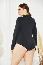 Load image into Gallery viewer, Plus Size Zip Up Long Sleeve Bodysuit