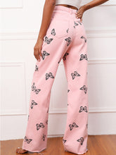 Load image into Gallery viewer, Butterfly Pattern Wide Leg Jeans