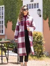 Load image into Gallery viewer, Plaid Button Up Dropped Shoulder Coat