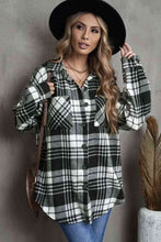 Load image into Gallery viewer, Plaid Collared Neck Button Up Jacket with Pockets