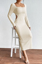 Load image into Gallery viewer, Texture Cutout Square Neck Long Sleeve Dress