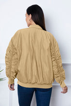 Load image into Gallery viewer, Ruched Zip Up Dropped Shoulder Jacket