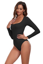 Load image into Gallery viewer, Square Neck Long Sleeve Active Bodysuit