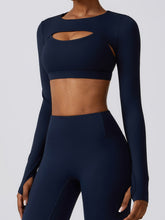 Load image into Gallery viewer, Cropped Cutout Long Sleeve Sports Top