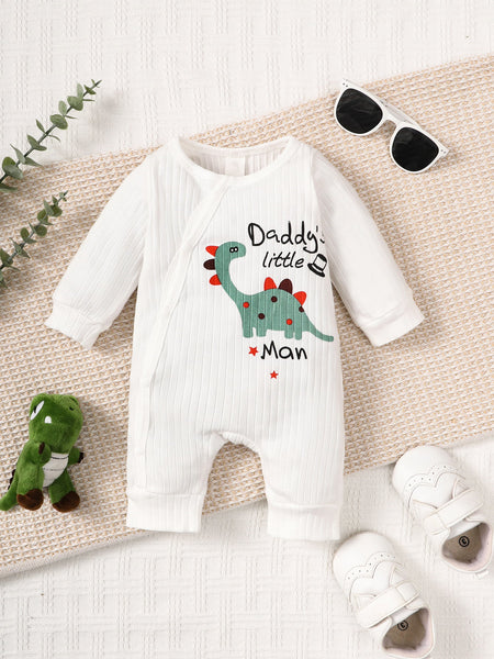 Baby BOYS DADDY'S LITTLE MAN Dinosaur Graphic Jumpsuit