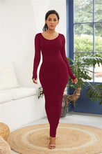 Load image into Gallery viewer, Round Neck Long Sleeve Maxi Wrap Dress