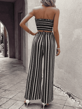 Load image into Gallery viewer, Raw Hem Straight Neck Cropped Top and Long Pants Set