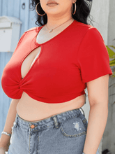 Load image into Gallery viewer, Plus Size Cropped Cutout Twisted Front Short Sleeve Blouse