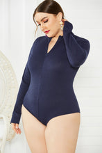 Load image into Gallery viewer, Plus Size Zip Up Long Sleeve Bodysuit