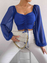 Load image into Gallery viewer, Drawstring Sweetheart Neck Cropped Top