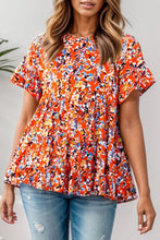 Load image into Gallery viewer, Plus Size Floral Round Neck Tiered Blouse