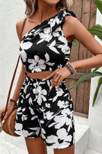 Load image into Gallery viewer, Floral One-Shoulder Cropped Tank and Shorts Set