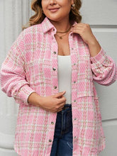 Load image into Gallery viewer, Plus Size Plaid Pocketed Snap Down Jacket