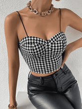 Load image into Gallery viewer, Cropped Sweetheart Neck Houndstooth Pattern Cami