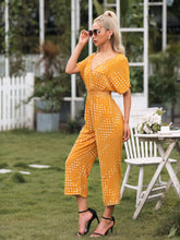 Load image into Gallery viewer, Polka Dot Surplice Neck Jumpsuit with Pockets