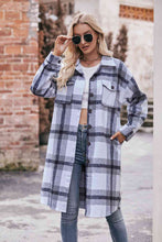 Load image into Gallery viewer, Plaid Dropped Shoulder Longline Jacket