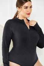 Load image into Gallery viewer, Plus Size Zip Up Long Sleeve Bodysuit