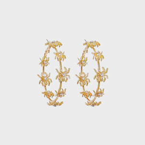 Circle Shape Rhinestone Alloy Earrings