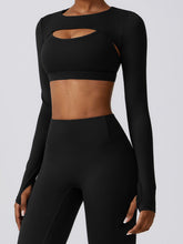 Load image into Gallery viewer, Cropped Cutout Long Sleeve Sports Top