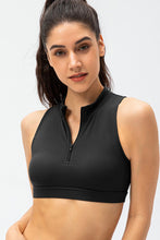 Load image into Gallery viewer, Full Size Cropped Cutout Back Zipper Front Active Tank Top