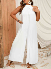 Load image into Gallery viewer, Plus Size Sleeveless Halter Neck Wide Leg Jumpsuit