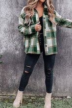 Load image into Gallery viewer, Plaid Pocketed Dropped Shoulder Coat