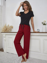 Load image into Gallery viewer, V-Neck Top and Gingham Pants Lounge Set