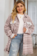 Load image into Gallery viewer, Plus Size Plaid Button Up Dropped Shoulder Outerwear