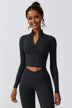 Load image into Gallery viewer, Zip Up Long Sleeve Cropped Active Top